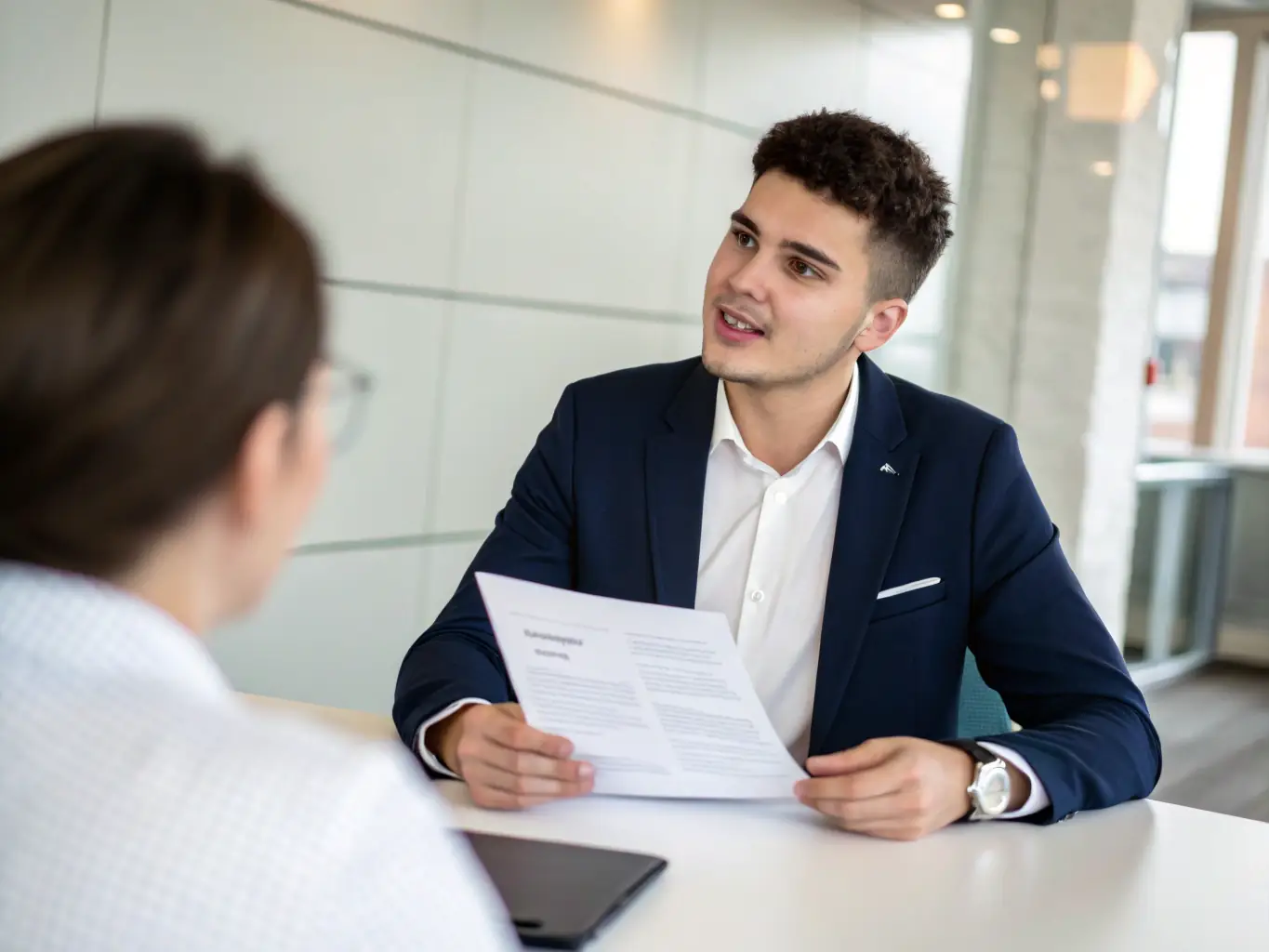 A candidate confidently answering questions during a mock interview session for the FPSC exam, showcasing their preparedness and communication skills.